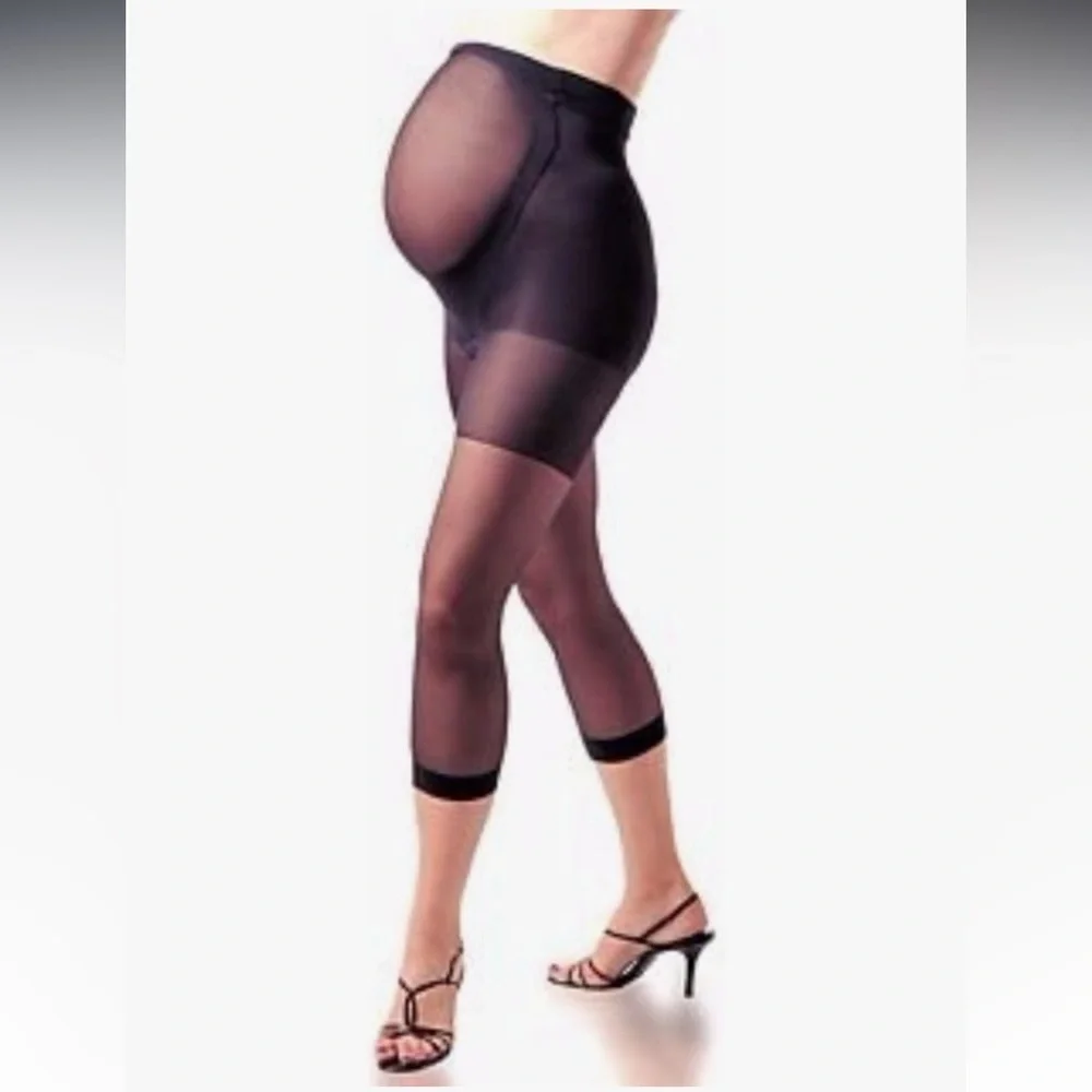 Mama Spanx Maternity Footless Pantyhose Black Smoothing Shaping Sz B